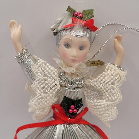 Vintage Kurt S. Adler Christmas Ornament Girl Dancer Silver 1987 - Picture 3 of 7